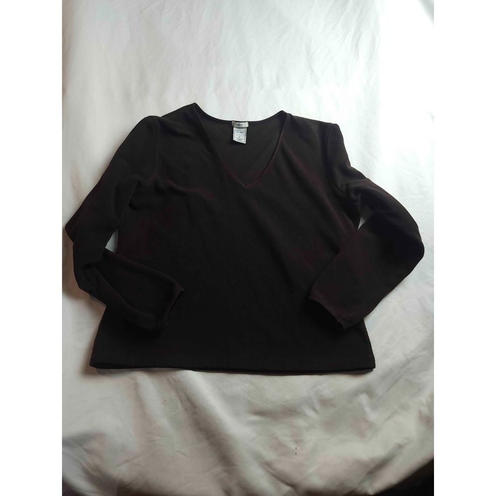 Old‎ Navy Easy Fit V Neck Sweater Womens Large Black Fleece Pullover Long Sleeve